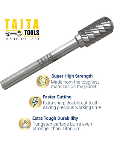 Fresa de Carburo TaitaTools 1/4" Eje Doble Corte 12.17mm