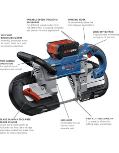 Sierra de Banda Inalámbrica Bosch GCB18V-5B26 18V 5 Pulg. 2