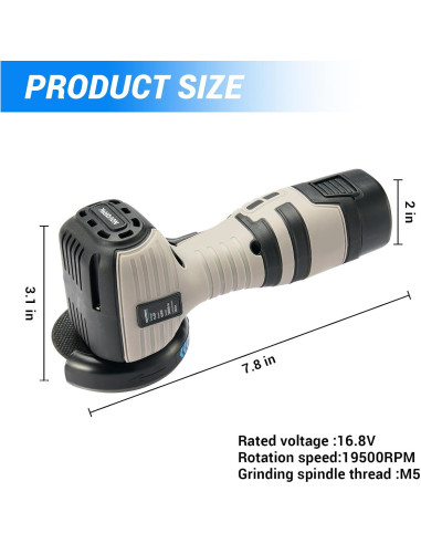 Amoladora Angular Inalámbrica Novorik 16.8V 2000mAh 19800RPM