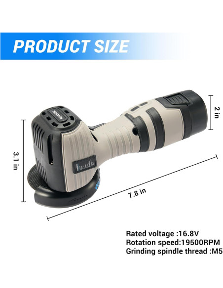 Amoladora Angular Inalámbrica Novorik 16.8V 2000mAh 19800RPM
