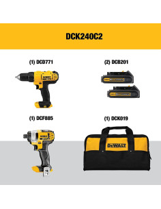 Taladro Inalámbrico DEWALT 20V Max DCK240C2 2-Herramientas 2