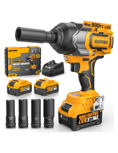 Llave de Impacto Inalámbrica Alloy Power 20V 1200N.m 2 Baterías