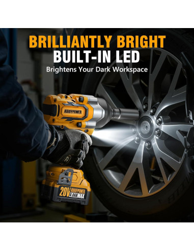 Llave de Impacto Inalámbrica Alloy Power 20V 1200N.m 2 Baterías