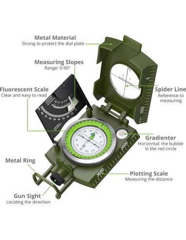 Brújula de Supervivencia Proster para Senderismo con Clinómetro