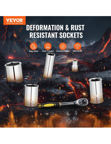 VEVOR Kit de Herramientas Mecánicas 121 Piezas Acero Aleado