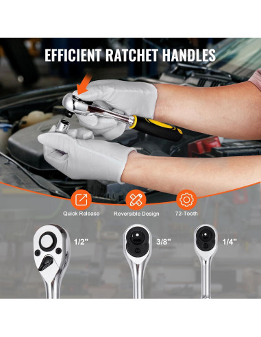 VEVOR Kit de Herramientas Mecánicas 121 Piezas Acero Aleado