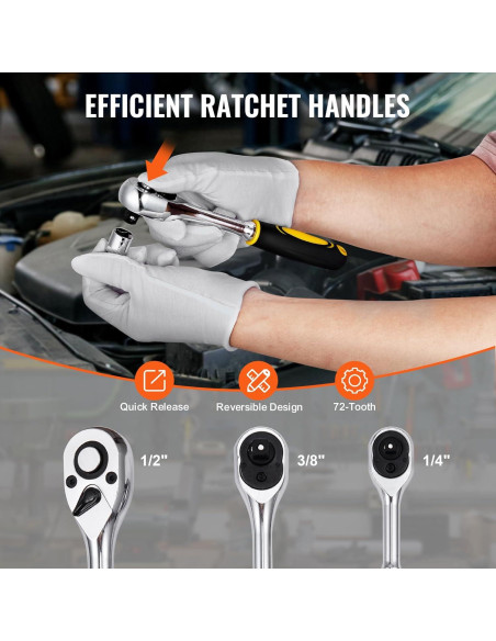 VEVOR Kit de Herramientas Mecánicas 121 Piezas Acero Aleado