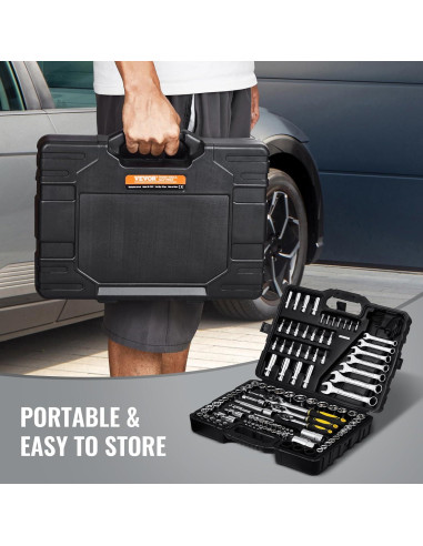 VEVOR Kit de Herramientas Mecánicas 121 Piezas Acero Aleado