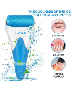 Rodillo de Hielo LATME para Masaje Facial y Corporal Azul 2