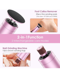 Removedor de Callos Eléctrico COSCOSY 2-en-1 Rosa 9 Velocidades 2