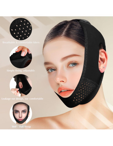 Mascarilla Reutilizable Beiskll para Levantar Mandíbula Negra