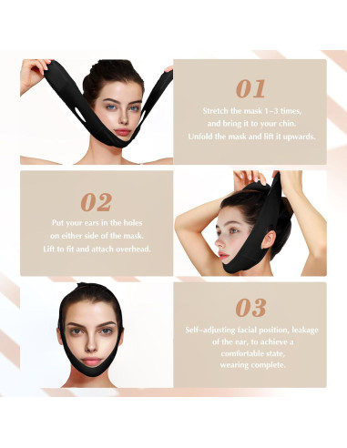 Mascarilla Reutilizable Beiskll para Levantar Mandíbula Negra