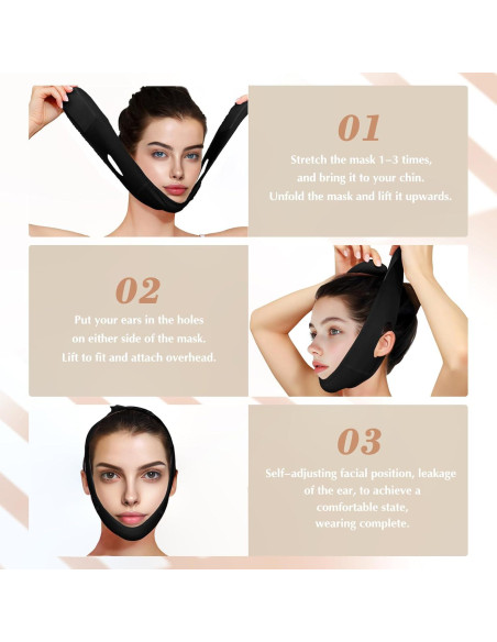 Mascarilla Reutilizable Beiskll para Levantar Mandíbula Negra