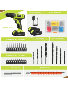 Taladro Atornillador Inalámbrico PULITUO 20V 30Nm 2 Baterías 2