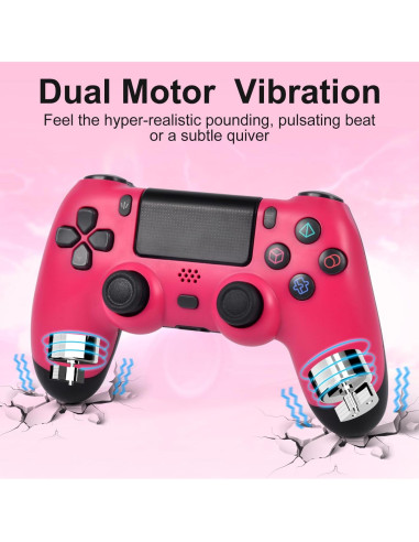 Controlador Inalámbrico PYMENA PS4 Rosa con Doble Vibración
