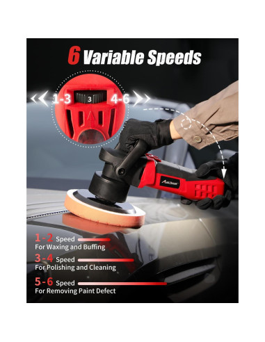 Pulidor Orbital Aleatorio AVID POWER 6" con 3 Almohadillas