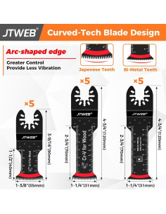 Kits de Cuchillas Oscilantes JTWEB 15PCS para Metal y Madera 2
