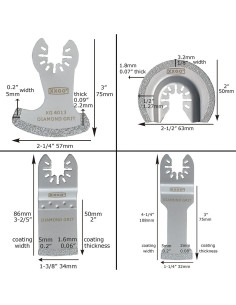 Cuchillas de Diamante XXGO XG4004D para Multitool Oscilante 4 Pcs 2