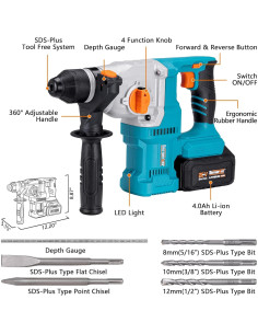 Martillo Rotatorio Inalámbrico Berserker 20V 4Ah Motor Sin Escobillas 2