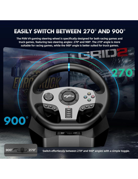 Volante de Carreras PXN V9 con Pedales y Palanca para PS4, PC, Xbox