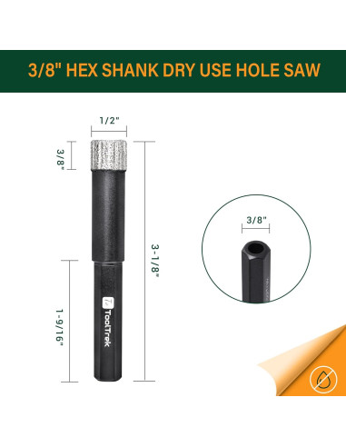 Broca de Núcleo Diamante 12.7mm ToolTrek para Cerámica y Granito