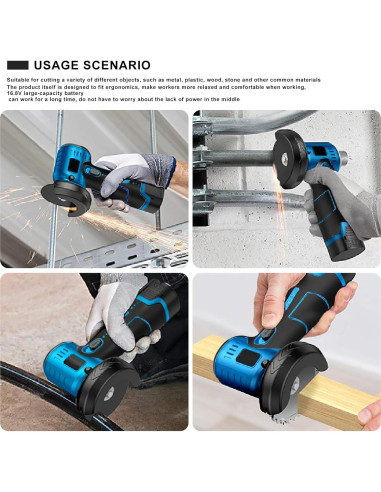 Amoladora Angular Inalámbrica ZFULVO 16.8V 19500RPM con 2 Baterías