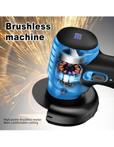 Amoladora Angular Inalámbrica ZFULVO 16.8V 19500RPM con 2 Baterías