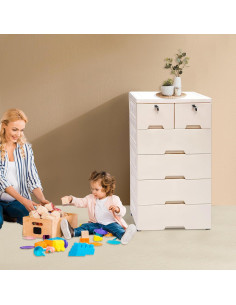 Cajonera de Plástico DDBESSIC 6 Cajones Beige 50x36x102 cm 2