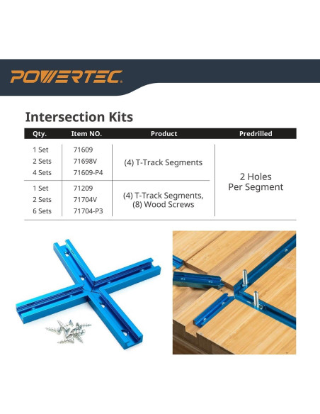 Kit de Intersección T-Track POWERTEC 71609V para Madera