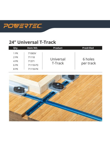 Kit de Intersección T-Track POWERTEC 71609V para Madera