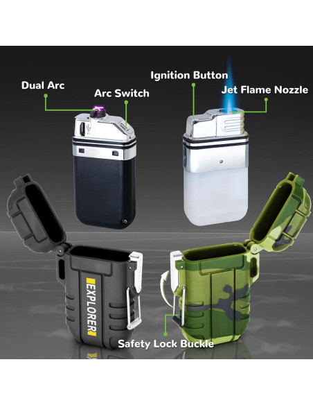 Paquete de 3 Encendedores Impermeables Laffizz Butano y USB
