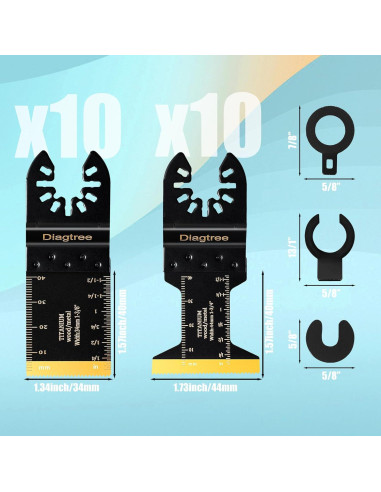 Hojas de sierra oscilante de titanio Diagtree 20 piezas para metal y madera