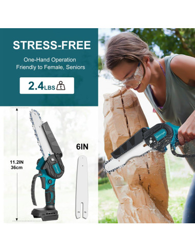 Mini Motosierra Inalámbrica QSDXNYDC 6" para Makita 18V