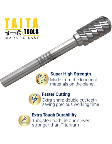 Fresa de Carburo TaitaTools 1/4" Doble Corte 10PCs
