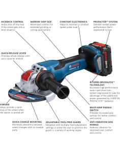 Amoladora Angular Bosch GWX18V-13PB14 18V X-LOCK 5-6" con Batería 8 Ah 2