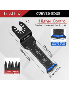 10 Cuchillas de Sierra Oscilante Extra Largas TrivdPro 70mm Bi-Metal 2