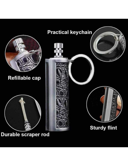 Mechero Permanente AMNSUNNARI Gris Recargable a Prueba de Agua Mechero Permanente AMNSUNNARI Gris Recargable a Prueba de Agua