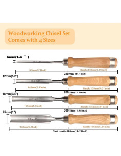 Juego de Cinceles de Madera ATOPLEE 4 Piezas 6-25mm 2