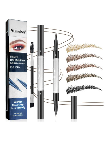 Lápiz de Cejas Doble Punta Yulinlon 0.01mm Impermeable Marrón Claro