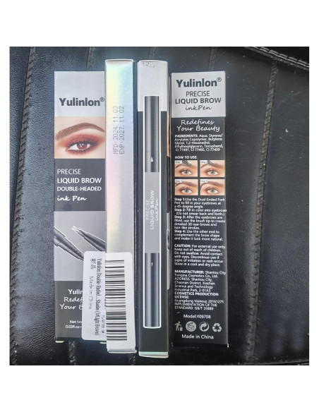 Lápiz de Cejas Doble Punta Yulinlon 0.01mm Impermeable Marrón Claro