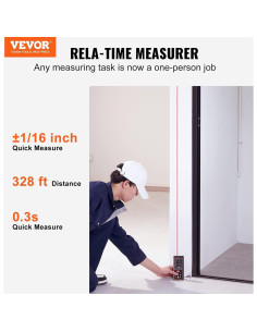Medidor Láser VEVOR 100 Metros con Pantalla Colorida 2.4'' 2