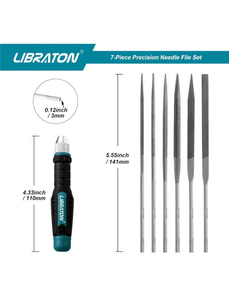 Juego de limas de aguja LIBRATON 6 piezas acero para carpintería