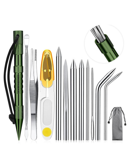 Set de Herramientas de Nudos Ferraycle 12 Pcs Paracord Verde