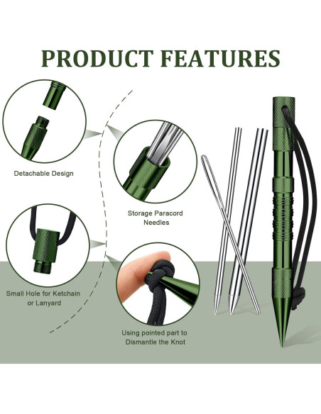 Set de Herramientas de Nudos Ferraycle 12 Pcs Paracord Verde