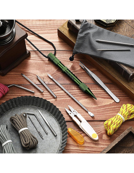 Set de Herramientas de Nudos Ferraycle 12 Pcs Paracord Verde