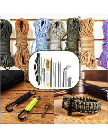 Set de Herramientas de Nudos Ferraycle 12 Pcs Paracord Verde