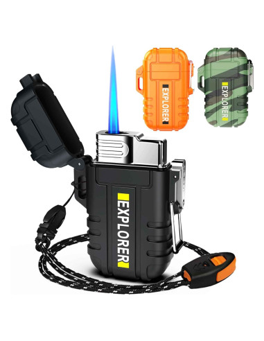 Encendedor Butano Recargable Jaerdhs Negro a Prueba de Viento