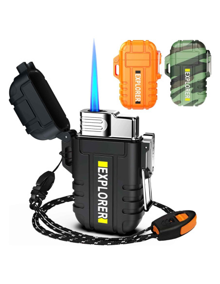 Encendedor Butano Recargable Jaerdhs Negro a Prueba de Viento