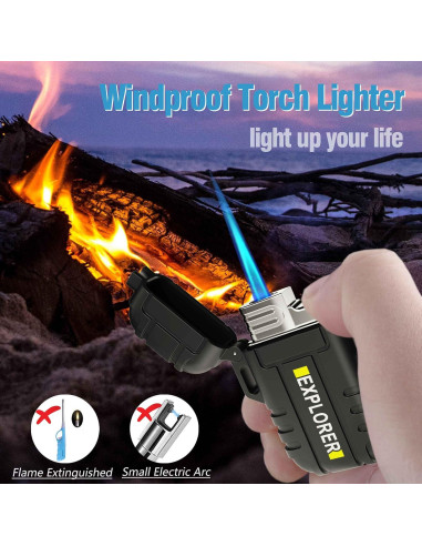 Encendedor Butano Recargable Jaerdhs Negro a Prueba de Viento