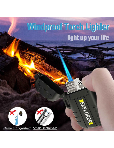 Encendedor Butano Recargable Jaerdhs Negro a Prueba de Viento